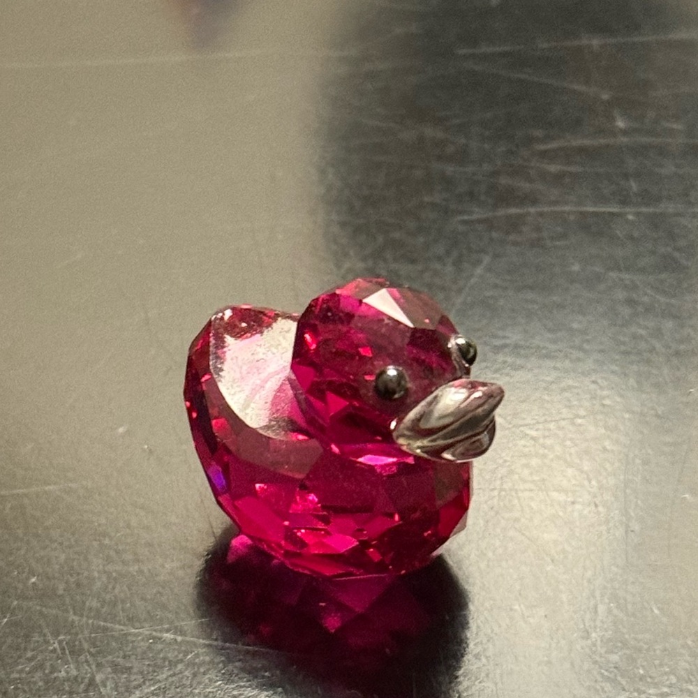 Swarovski glass animal figurine pink duck